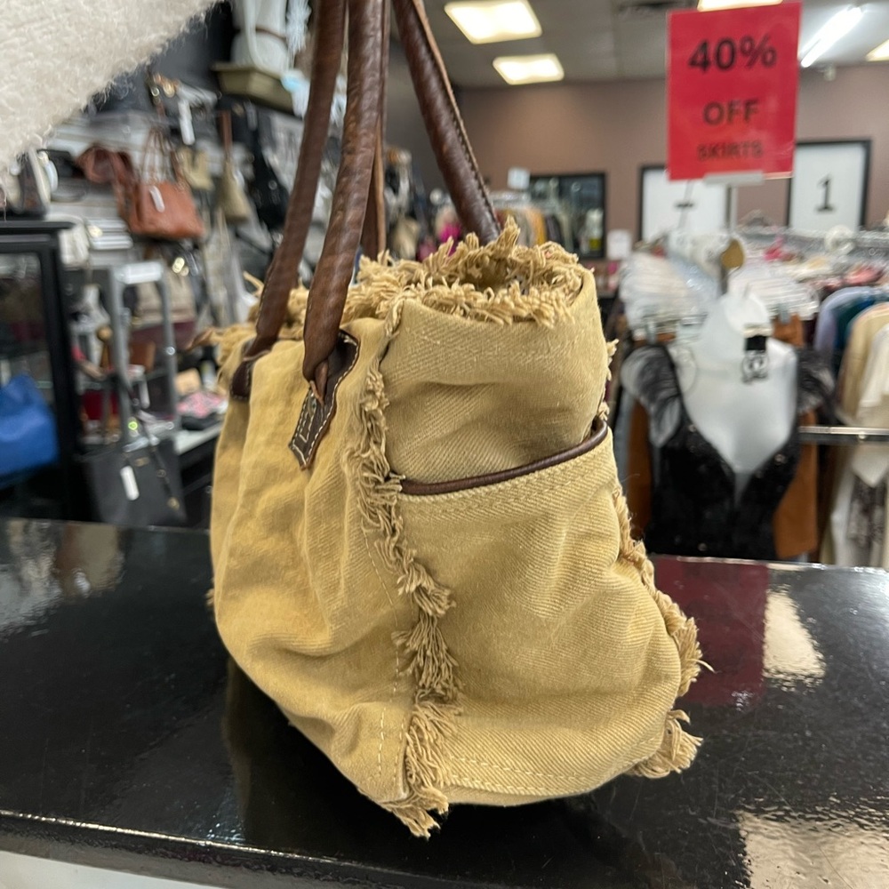 Myra Bag Tan and Blue Satchel - Picture 2 of 7